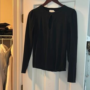 Nation LTD Black Keyhole Long Sleeve Blouse